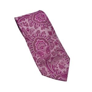 Bolgheri Paisley 100% Silk Tie Pink Purple Italy Formal Business Wedding Luxury